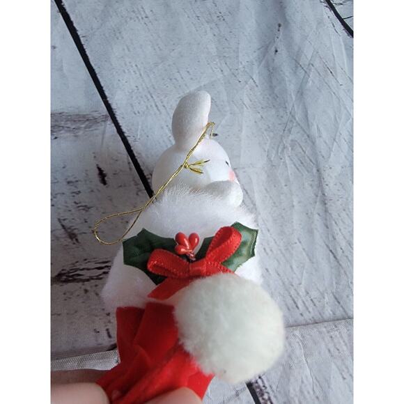 Vintage Flocked AVON Mouse Santa Hat Christmas Ornament ADORABLE - Picture 4 of 6